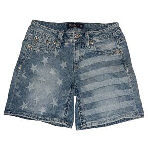 Miss Me JM3444D36 Patriotic Shorts Womens 26 Stars Stripes Mid Rise Mid Short